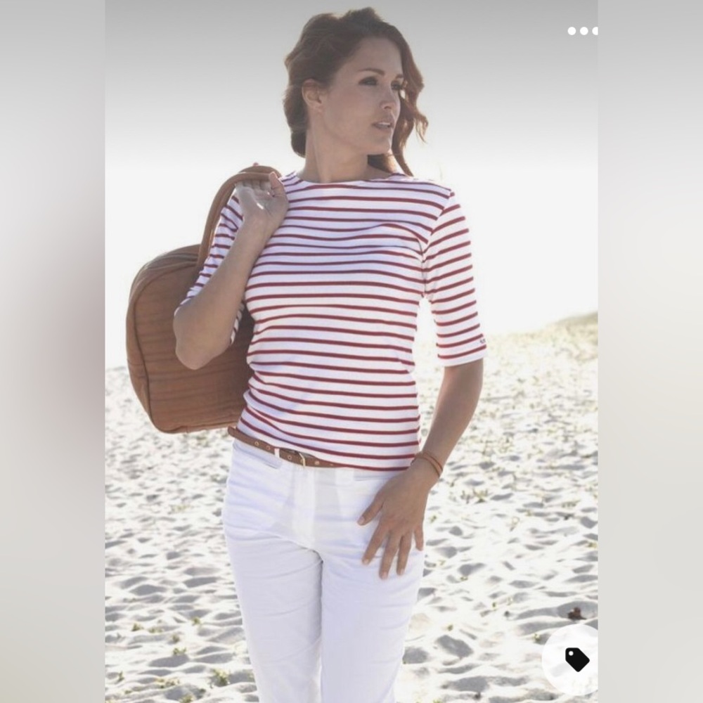 LK Benette Red Stripe Cotton with Buttons Top Women Sz S